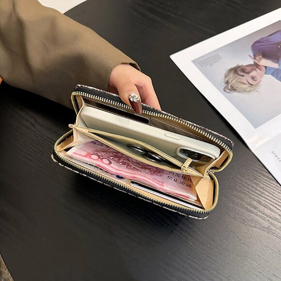 $10 ADD ON ITEM- Chevron Wallet Clutch Zipper Long Card Holder Black White Purse - Picture 6 of 8